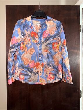 NIC + ZOE Dreamscape Printed Crinkle Shirt